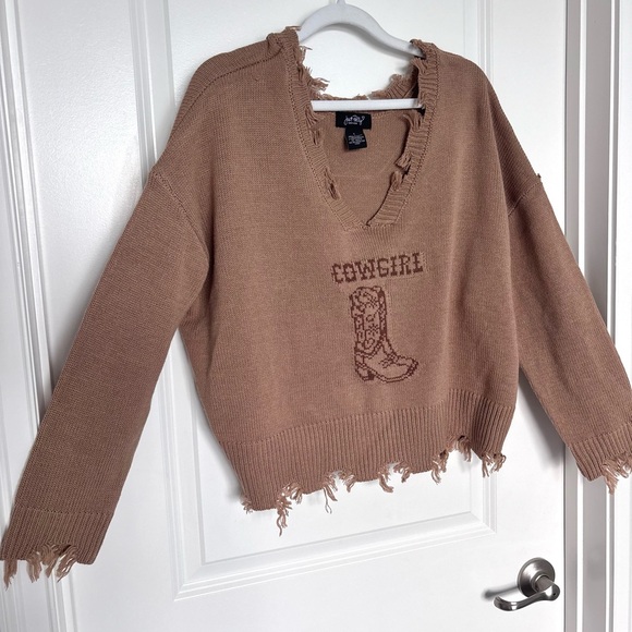 just polly Sweaters - Just Polly Cowgirl Western Frayed Sweater Large
